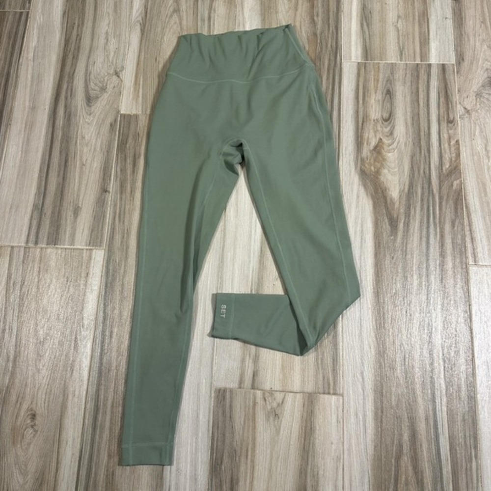 Set Active Sculptflex Leggings Women's Size‎ S Green Seamless High Rise Athletic